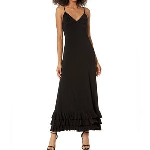 Norma Kamali Women's Slip a Line Dress to Midcalf W/Ruffle Bottom, size SM